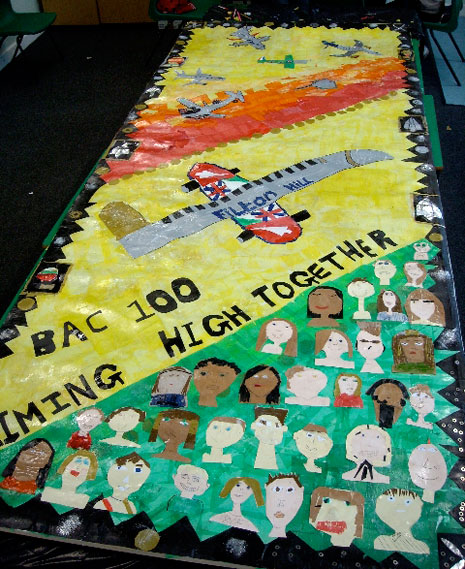 Filton Hill Primary is one of the six schools that have created large-scale collages for BAC 100. Here are photos of their work.