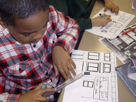 The children drew pictures of some of the buildings they saw around the Concorde museum to add to the collage.