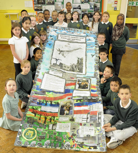 Here are the Year 5 pupils photographed with their finished collage.