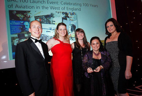 James Budgen, Katherine Bennett, Rachael Bloomer and Becky Farmer receiving the award from Lyanna Tsakiris (CIPR) at the PRide dinner at the Marriot Hotel in Bristol in October.