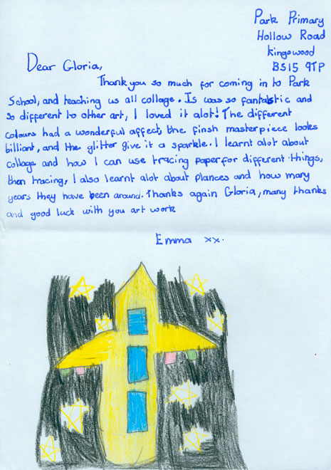 The pupils also had a day of collage-making with Gloria Ojulari Sule and wrote some beautiful thank you letters.