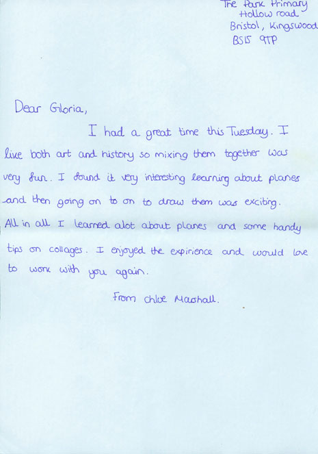 The pupils also had a day of collage-making with Gloria Ojulari Sule and wrote some beautiful thank you letters.